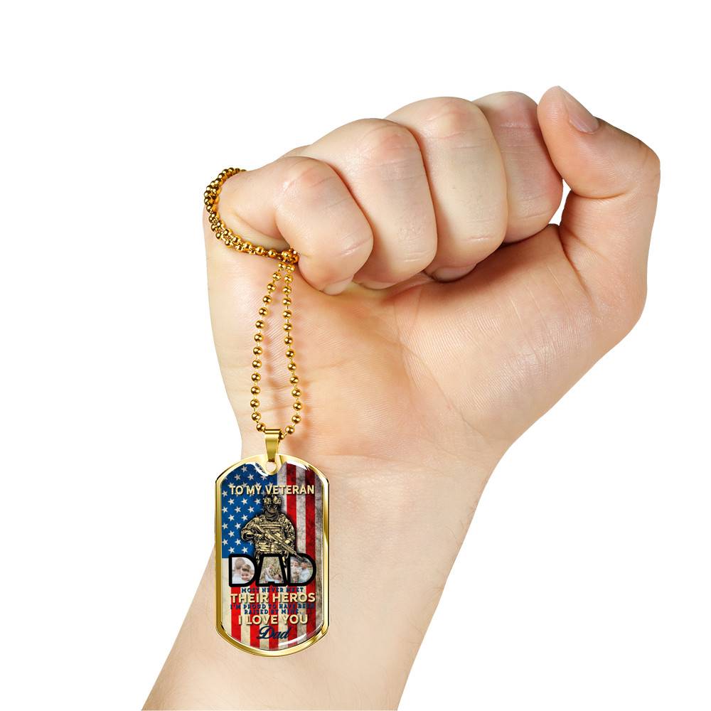 Personalized Photo To My Veteran Dad Husband Daddy Hero 4th of July Father's Day Meme Saying Dog Tag Necklace Personalized Photo To My Veteran Dad Husband Daddy Hero 4th of July Father's Day Meme Saying Dog Tag Necklace