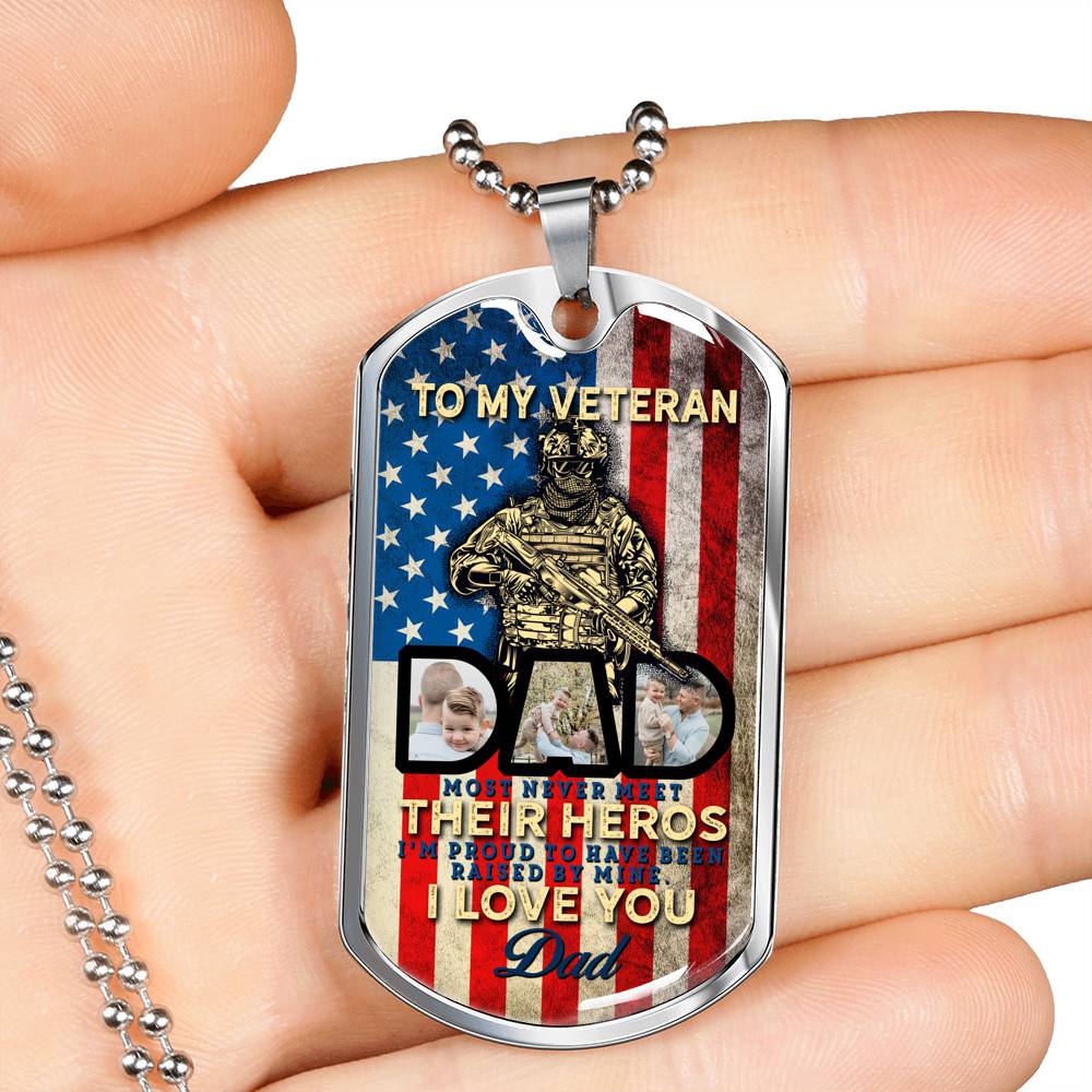 Personalized Photo To My Veteran Dad Husband Daddy Hero 4th of July Father's Day Meme Saying Dog Tag Necklace Personalized Photo To My Veteran Dad Husband Daddy Hero 4th of July Father's Day Meme Saying Dog Tag Necklace