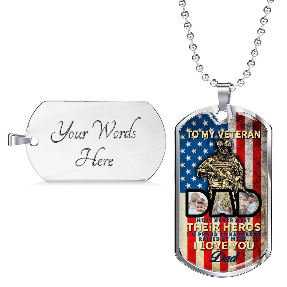 Personalized Photo To My Veteran Dad Husband Daddy Hero 4th of July Father's Day Meme Saying Dog Tag Necklace Personalized Photo To My Veteran Dad Husband Daddy Hero 4th of July Father's Day Meme Saying Dog Tag Necklace