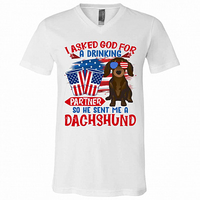dach, White, V-Neck T-Shirt