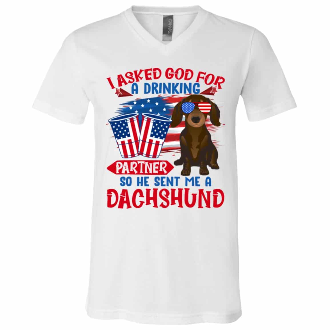 dach, White, V-Neck T-Shirt