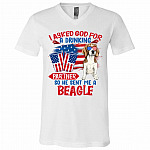 beagle, White, V-Neck T-Shirt