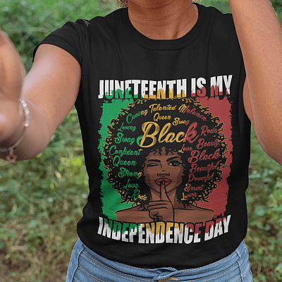 Juneteenth Is My Independence Day T-Shirt - Afro Girl Juneteenth T-Shirt - Juneteenth Vintage Retro T-Shirt