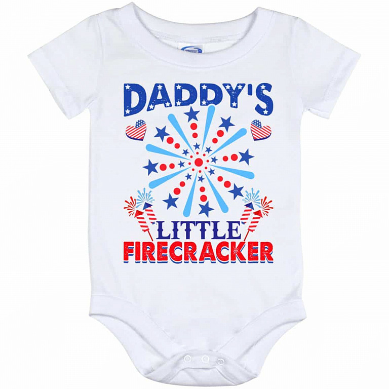Daddy's Little Firecracker Baby Onesie, White, Baby Onesie - 12 Month
