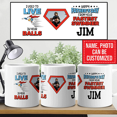 Alternative view of Custom Photo I Used To Live In Your Balls Coffee Mug - Beer Stein - Water Bottle - Color Changing Mug