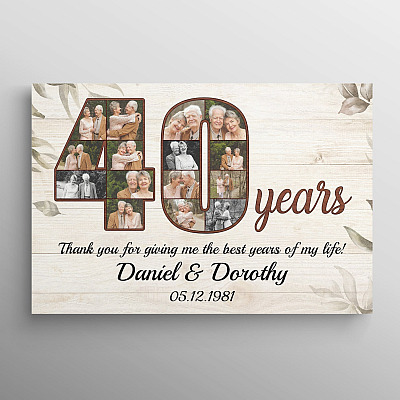 Personalized Photo 40 Years Anniversary - 40th Wedding Anniversary Custom Photo Framed Canvas - Unframed Poster