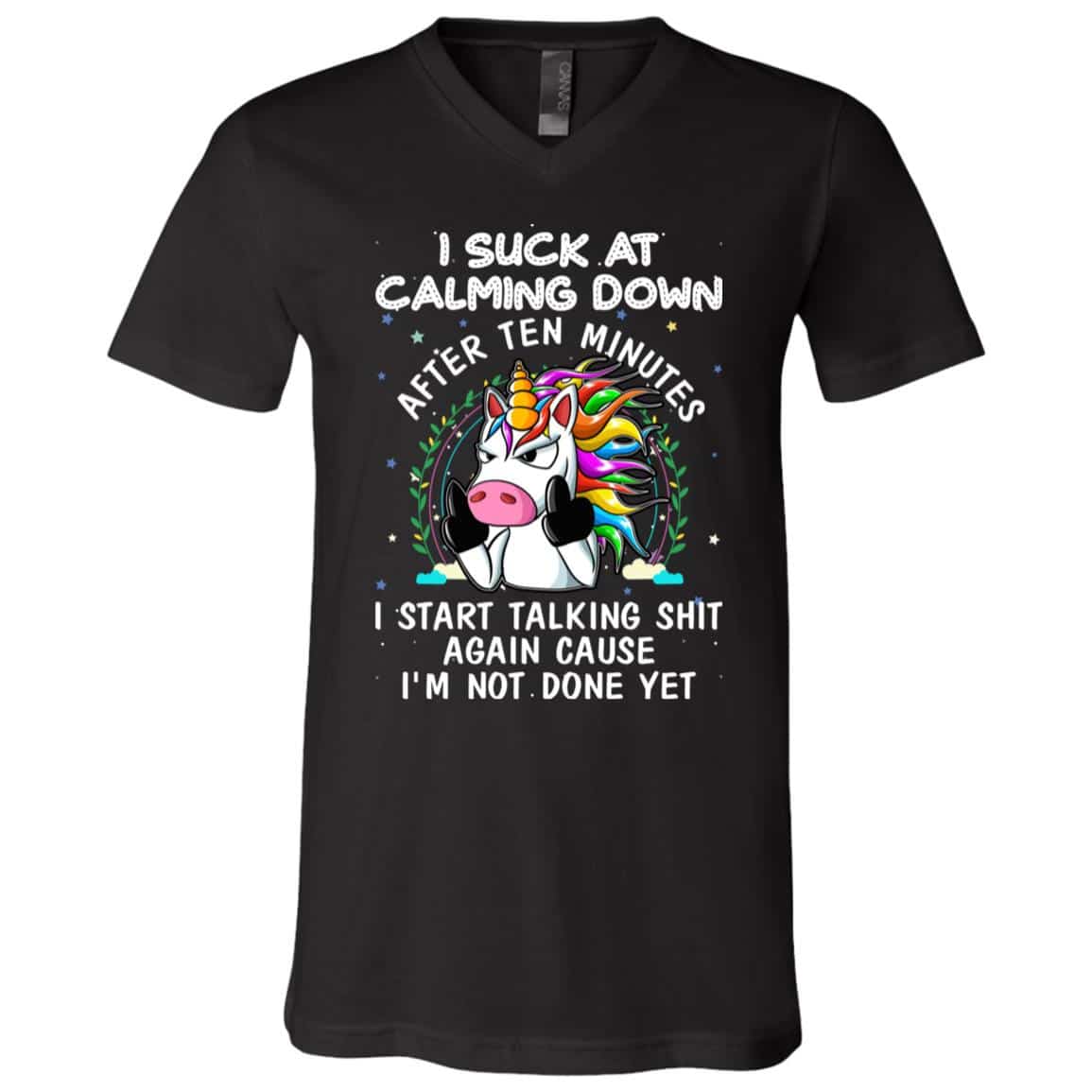 suck at calm down, Black, V-Neck T-Shirt