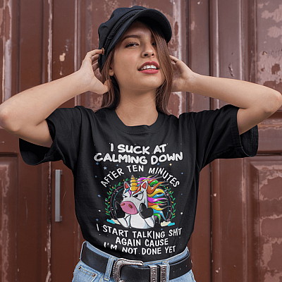 Alternative view of I Suck At Calming Down After Ten Minutes I Start Talking Shit Again Cause I'm Not Done Yet T-Shirt - V-Neck Shirt