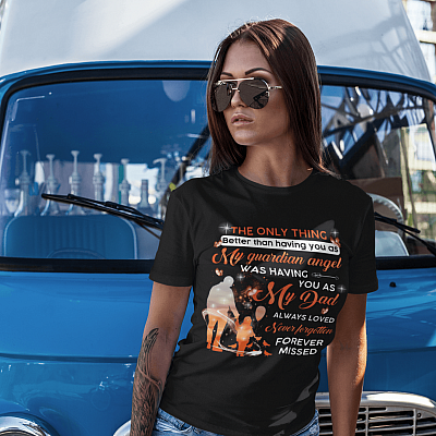 Alternative view of The Only Thing Better Than Having You As My Guardian Angel Was Having You As My Dad T-Shirt - V-Neck Shirt