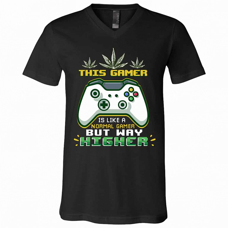 gamer, Black, V-Neck T-Shirt
