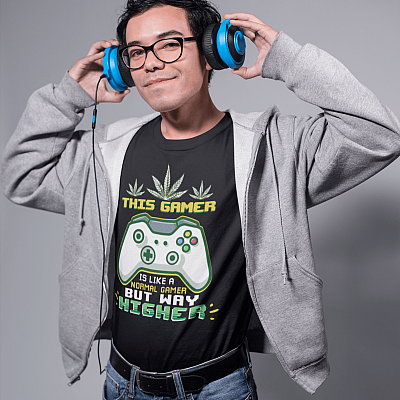 Alternative view of This Gamer Is Like A Normal Gamer But Way Higher Funny T-Shirt - V-Neck Shirt