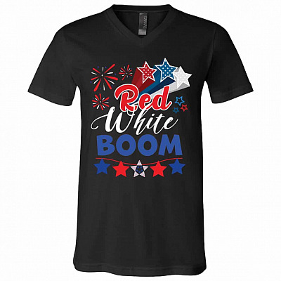 boom, Black, V-Neck T-Shirt