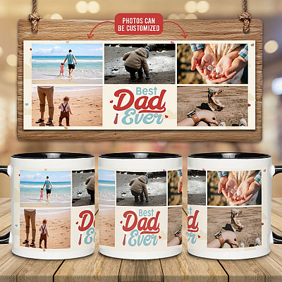 Personalized Photo Best Dad Ever Full Print Accent Coffee Mug - Gift Mug For Dad