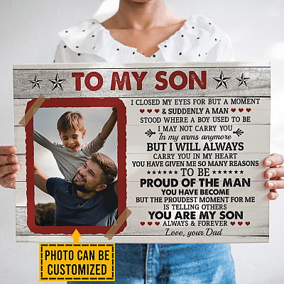 Alternative view of Personalized Photo From Dad To My Son I Closed My Eyes For But A Moment Framed Canvas Prints - Unframed Poster