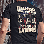 Honor The Fallen Thank The Living Vintage Veteran Print On Back Only T-Shirt - V-Neck Shirt