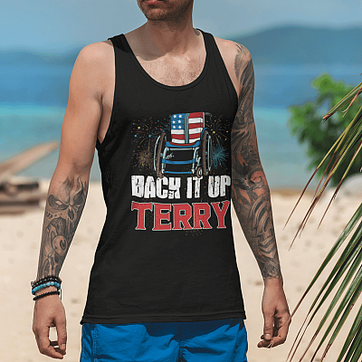 Alternative view of Back It Up Terry 4th Of July Cotton Tank Top Tee - Racerback Tank
