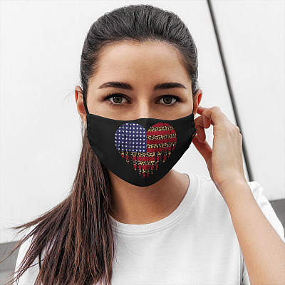 Alternative view of American Flag Leopard Pattern 4th of July Washable Reusable Custom Printed Cloth Face Mask Cover