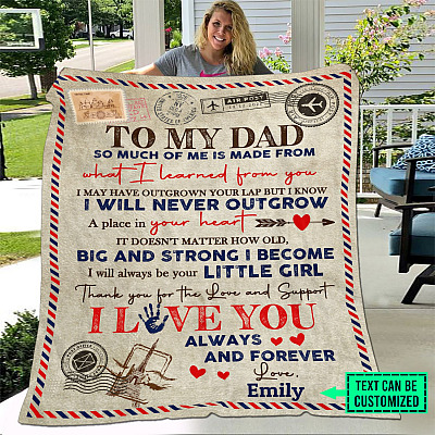 Alternative view of Personalized Airmail Letter From Daughter To My Dad So Much Of Me Is Made What I Learned From You Fleece Blanket