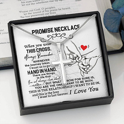 I Love You Artisan Crafted Cross Necklace - Promise Necklace - When You Wear This Cross Necklace