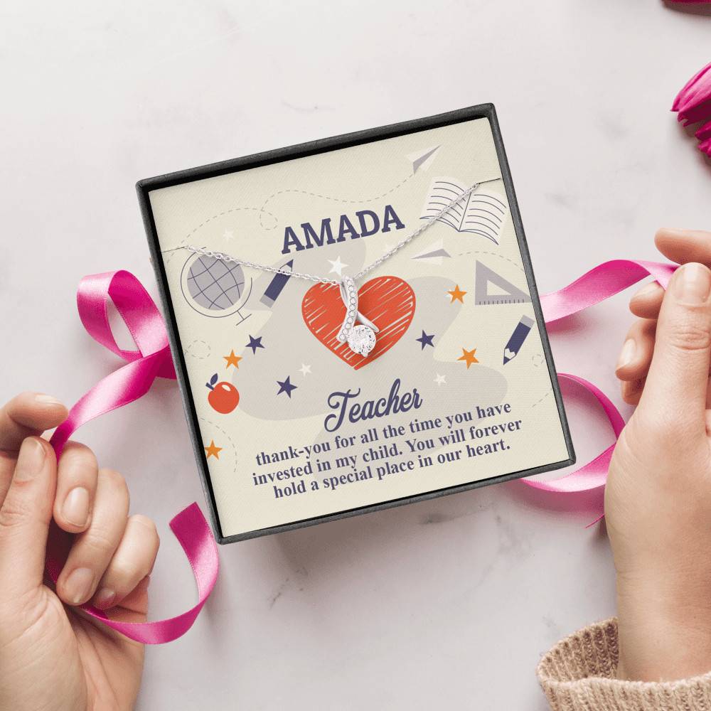 Personalized Thank You for All the Time You Invested in My Child Alluring Beauty Necklace Personalized Thank You for All the Time You Invested in My Child Alluring Beauty Necklace