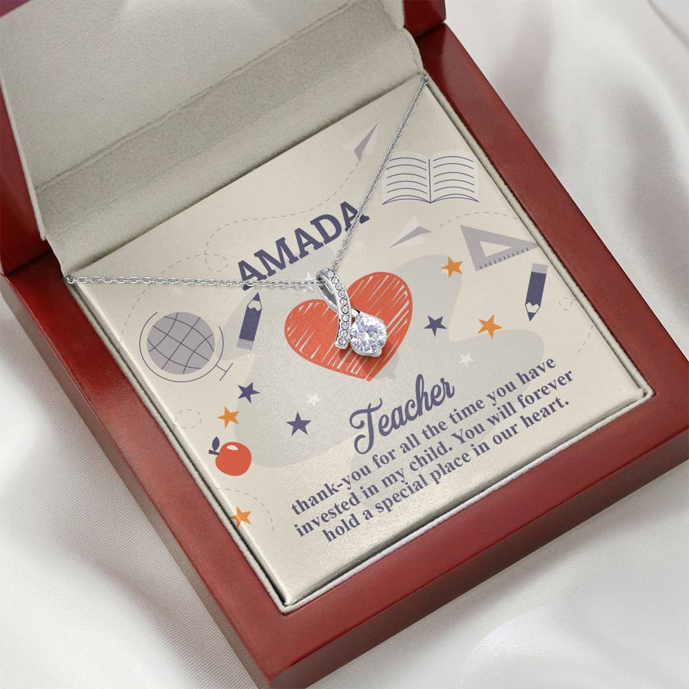 Personalized Thank You for All the Time You Invested in My Child Alluring Beauty Necklace Personalized Thank You for All the Time You Invested in My Child Alluring Beauty Necklace