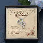 Personalized To My Other Mom I May Not Have Your Eyes Or Smile Double Hearts Pendant Necklace