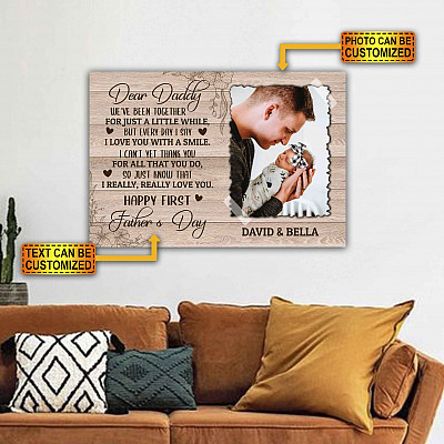 Alternative view of Custom Photo Dear Daddy I Really Really Love You Happy First Father's Day Framed Canvas - Unframed Poster