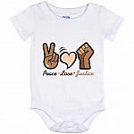 Peace Love Justice Onesie, White, Baby Onesie - 12 Month