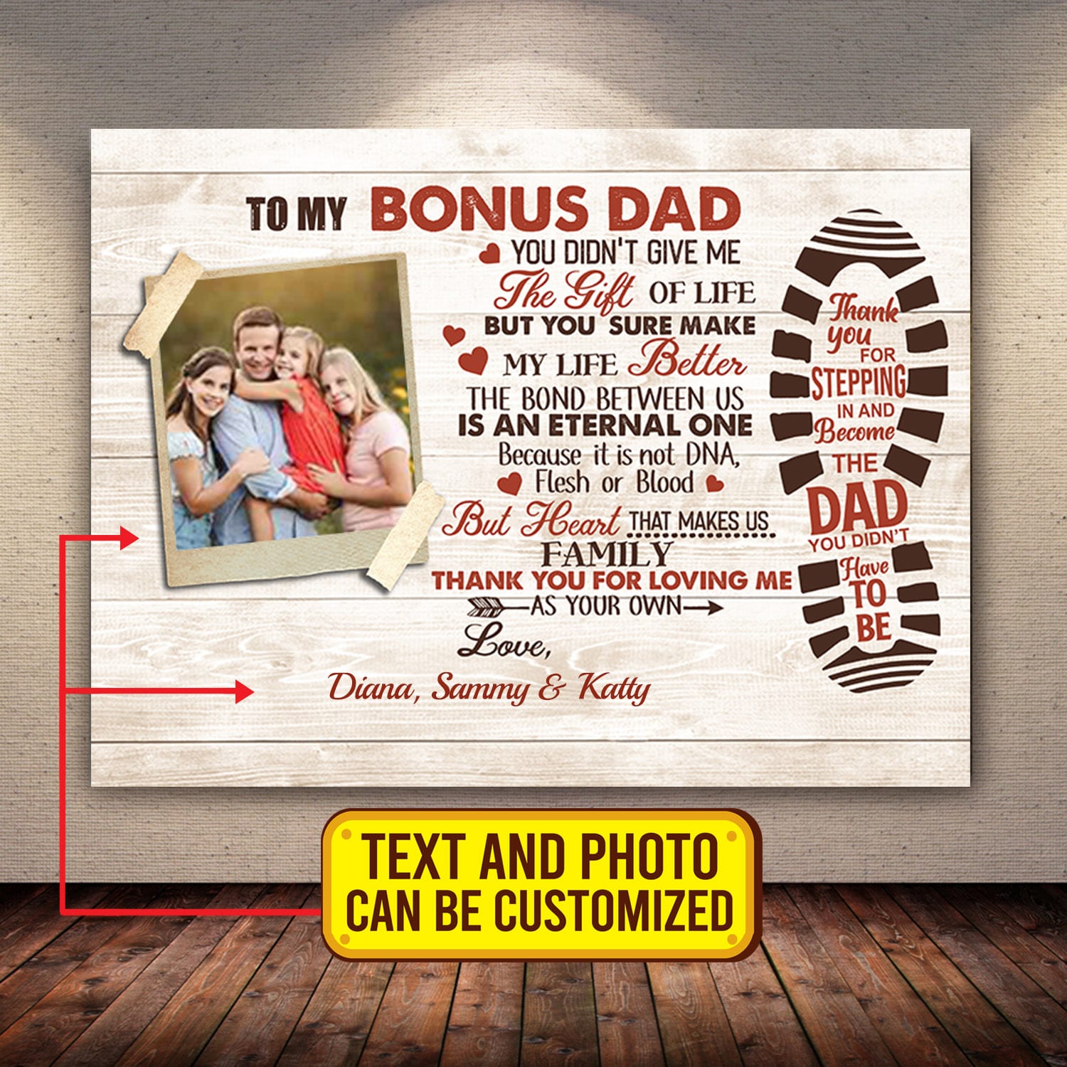 1VT. To My Bonus Dad Loving Me As Your Own canvas mk1