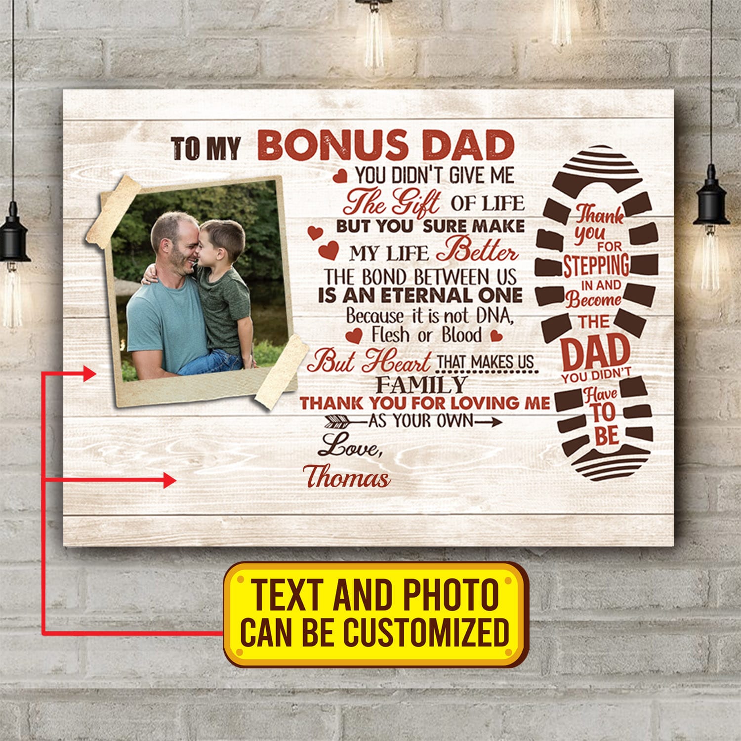 1VT. To My Bonus Dad Loving Me As Your Own canvas mk2