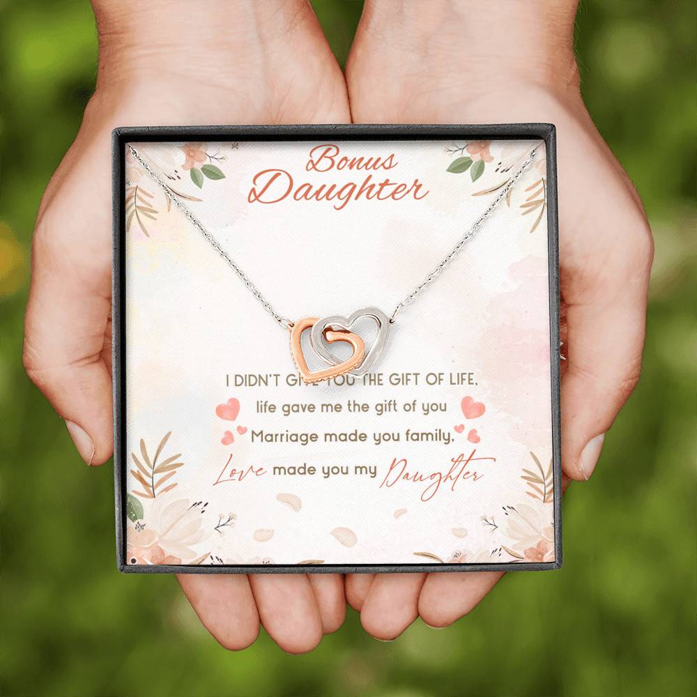 Bonus Daughter I Didn't Give You The Gift Of Life Life Gave Me The Gift Of You Interlocking Hearts Pendant Necklace Bonus Daughter I Didn't Give You The Gift Of Life Life Gave Me The Gift Of You Interlocking Hearts Pendant Necklace
