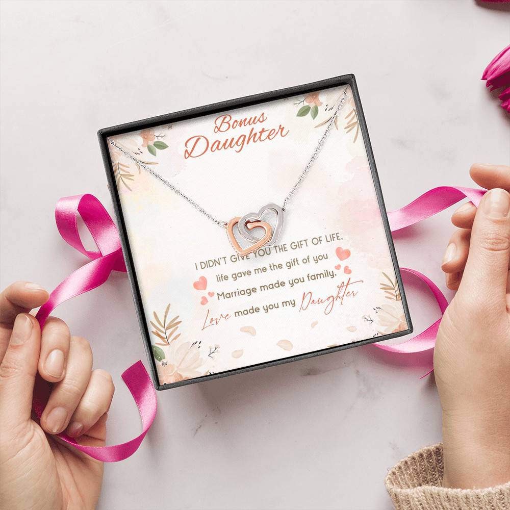 Bonus Daughter I Didn't Give You The Gift Of Life Life Gave Me The Gift Of You Interlocking Hearts Pendant Necklace Bonus Daughter I Didn't Give You The Gift Of Life Life Gave Me The Gift Of You Interlocking Hearts Pendant Necklace