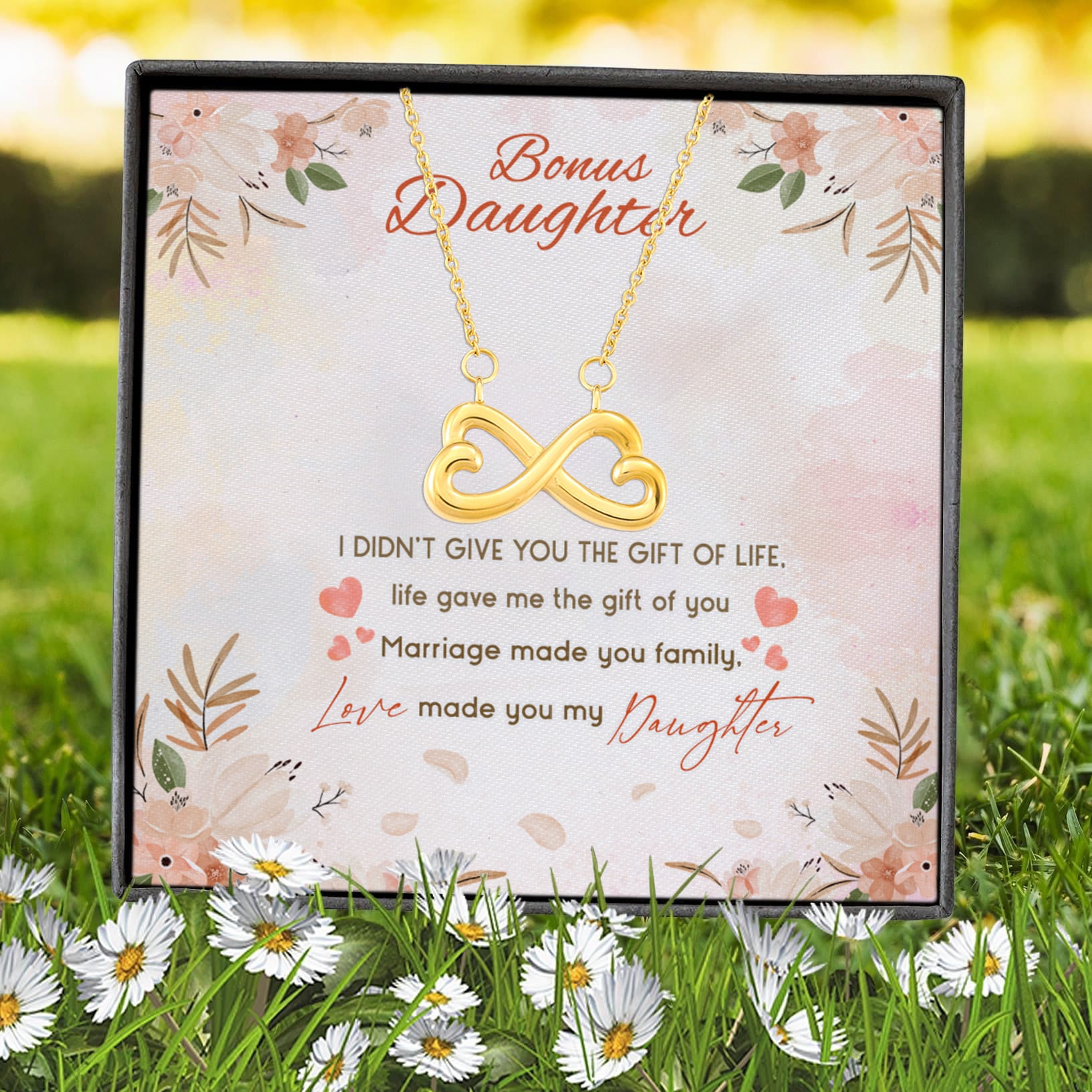 7VT. Bonus Daughter I Didn't Give You Infinity Heart Necklace (Gold) 7