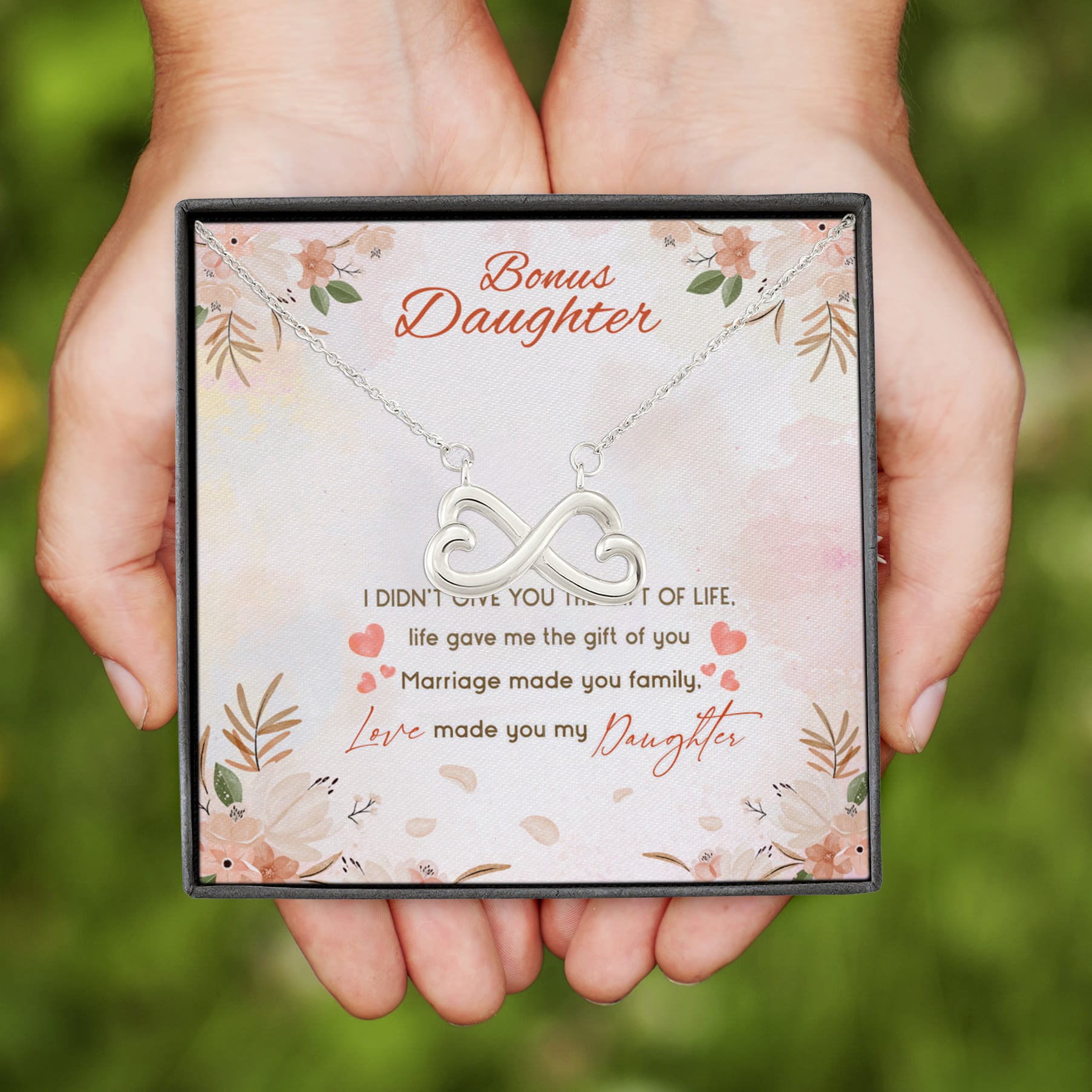 7VT. Bonus Daughter I Didn't Give You Infinity Heart Necklace (Silver)