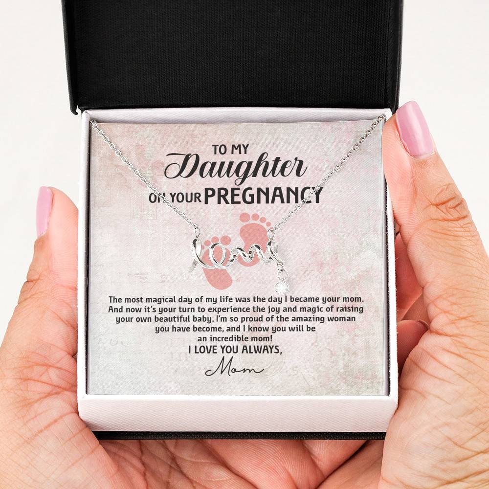 To My Daughter on Your Pregnancy the Most Magical Day I Love You Always Mom to Be Scripted Love Pendant Necklace To My Daughter on Your Pregnancy the Most Magical Day I Love You Always Mom to Be Scripted Love Pendant Necklace