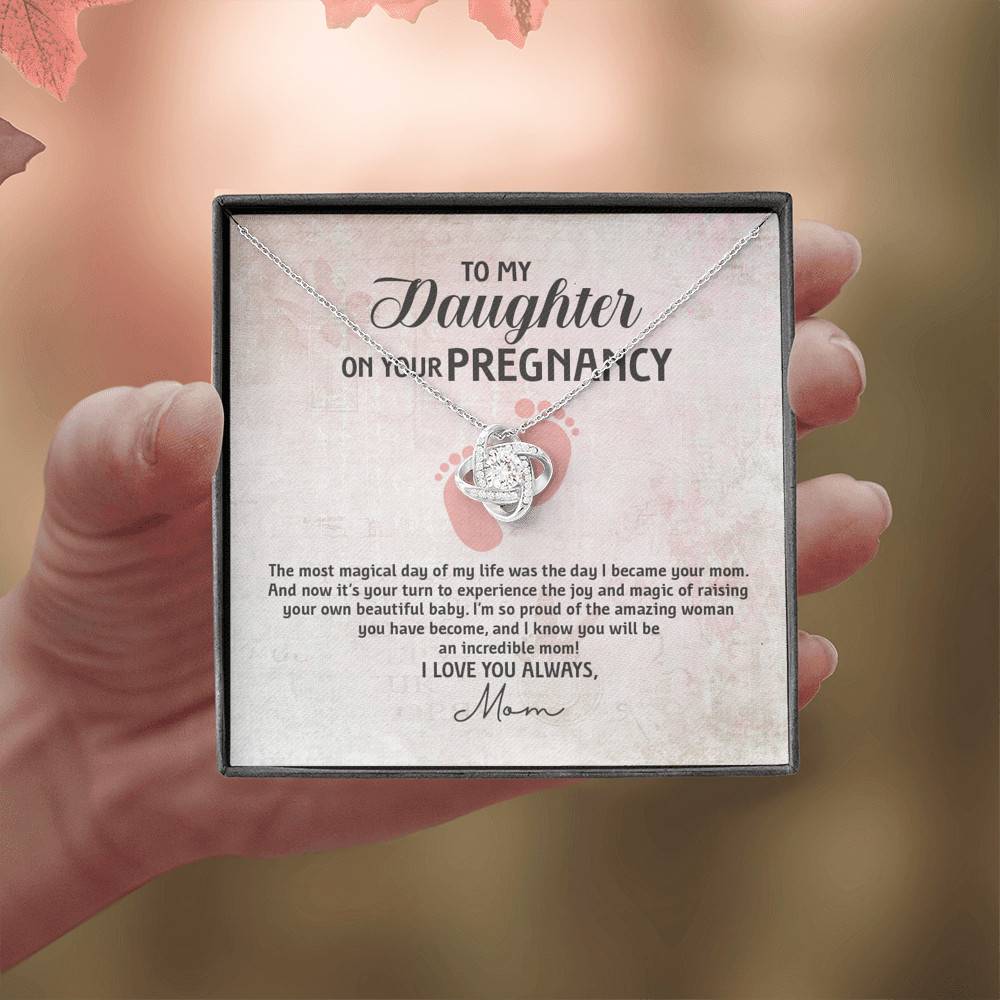 To My Daughter on Your Pregnancy the Most Magical Day I Love You Always Mom to Be Love Knot Pendant Necklace To My Daughter on Your Pregnancy the Most Magical Day I Love You Always Mom to Be Love Knot Pendant Necklace