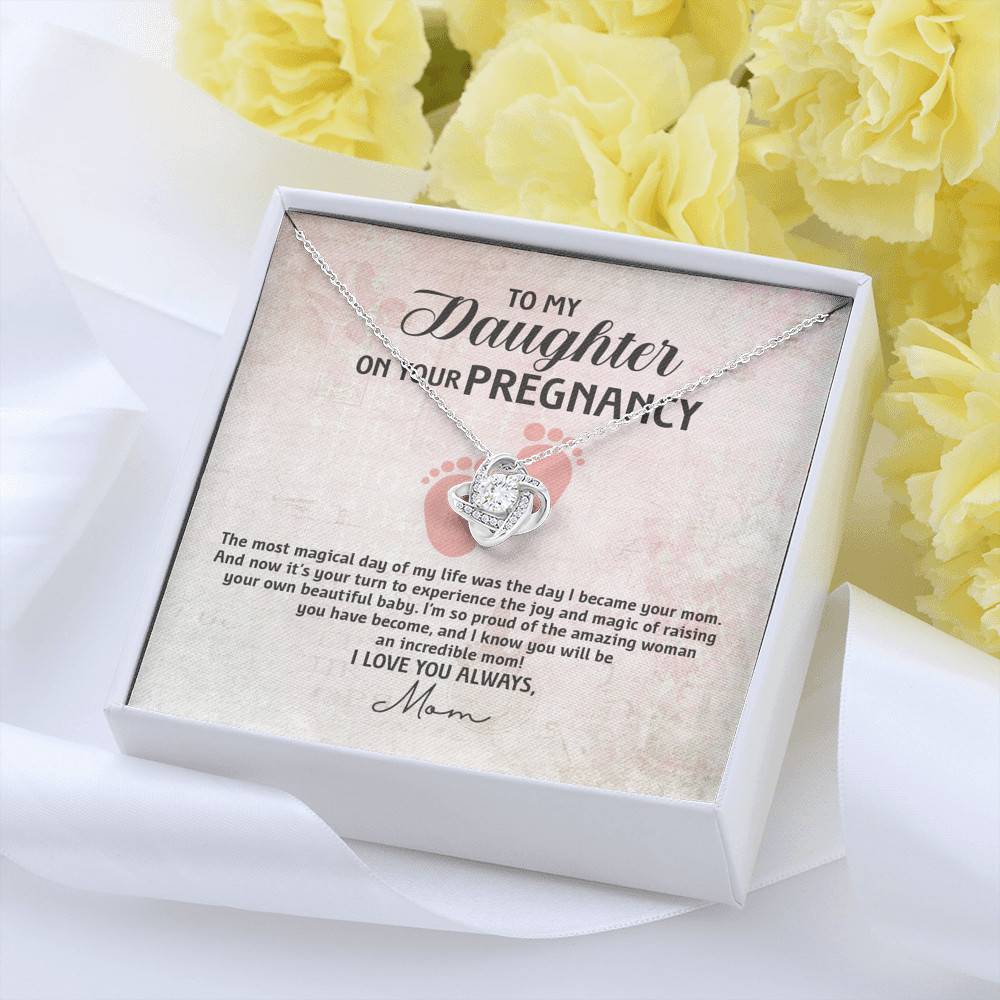 To My Daughter on Your Pregnancy the Most Magical Day I Love You Always Mom to Be Love Knot Pendant Necklace To My Daughter on Your Pregnancy the Most Magical Day I Love You Always Mom to Be Love Knot Pendant Necklace