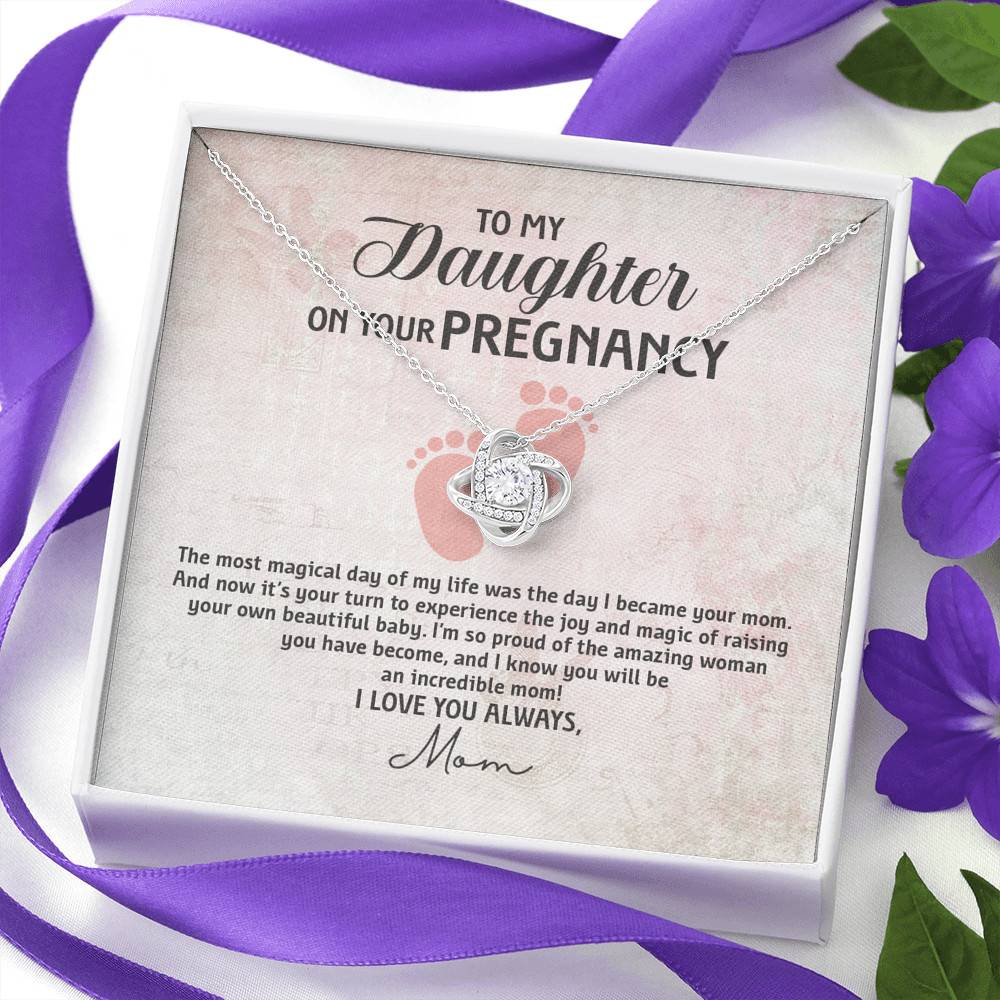 To My Daughter on Your Pregnancy the Most Magical Day I Love You Always Mom to Be Love Knot Pendant Necklace To My Daughter on Your Pregnancy the Most Magical Day I Love You Always Mom to Be Love Knot Pendant Necklace