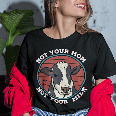 Alternative view of Not Your Mom Not Your Milk Vegan T-Shirt - V-Neck Shirt