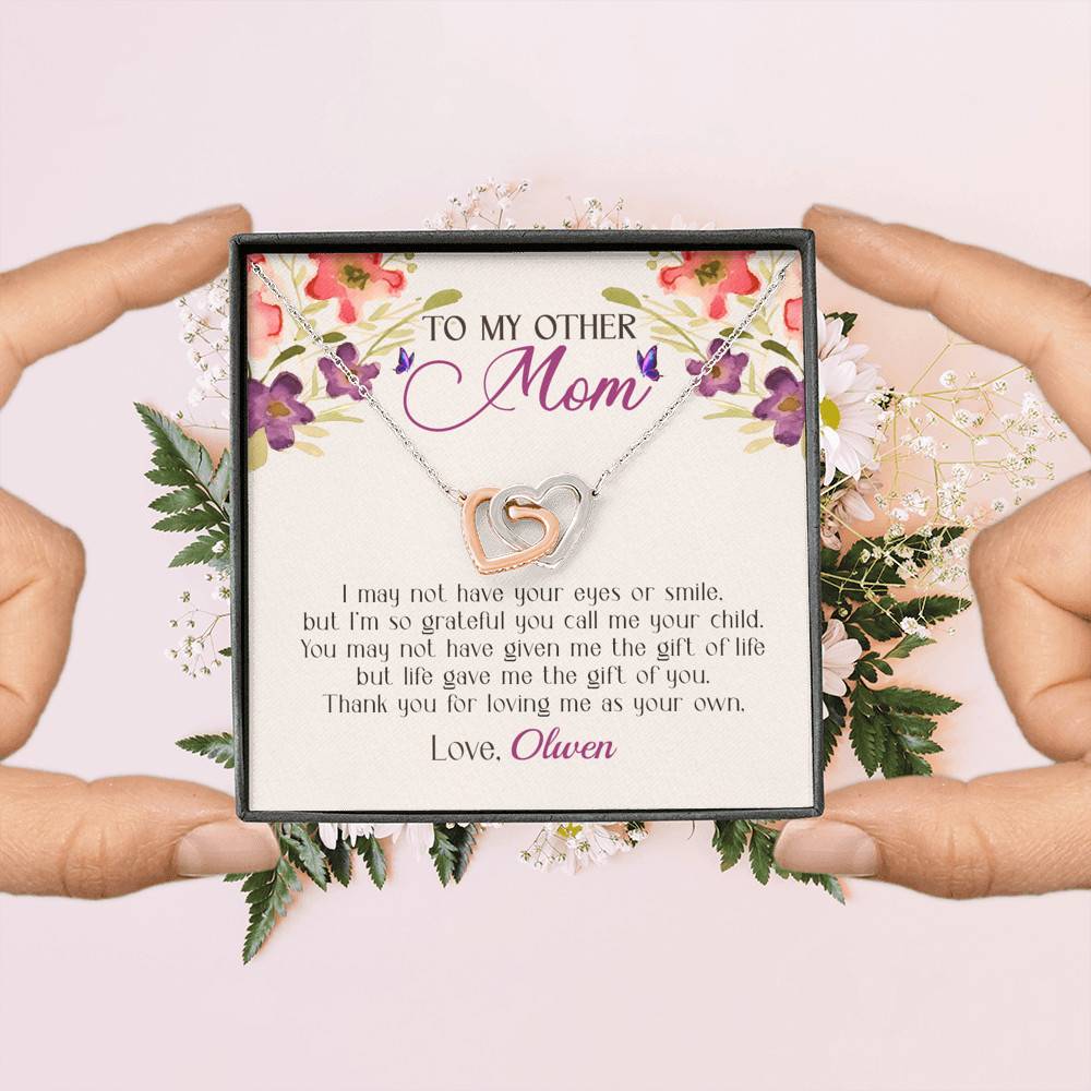 Personalized My Other Mom I May Not Have Your Eyes Or Smile Interlocking Hearts Necklace Personalized My Other Mom I May Not Have Your Eyes Or Smile Interlocking Hearts Necklace