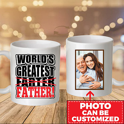 Personalized Photo Worlds Greatest Farter I Mean Father Funny Two Side Ceramic Coffee Mug - Water Bottle