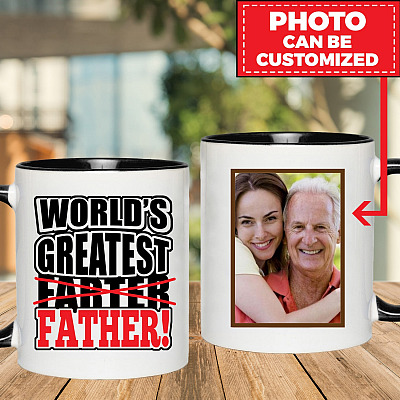 Personalized Photo Worlds Greatest Farter I Mean Father Funny Two Side Accent Coffee Mug