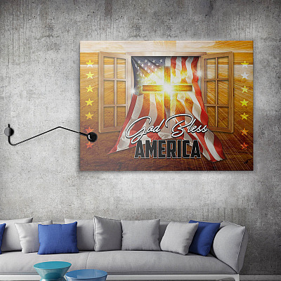 God Bless America - God Bless America Decor - Patriotic Decor Framed Canvas Prints - Unframed Poster