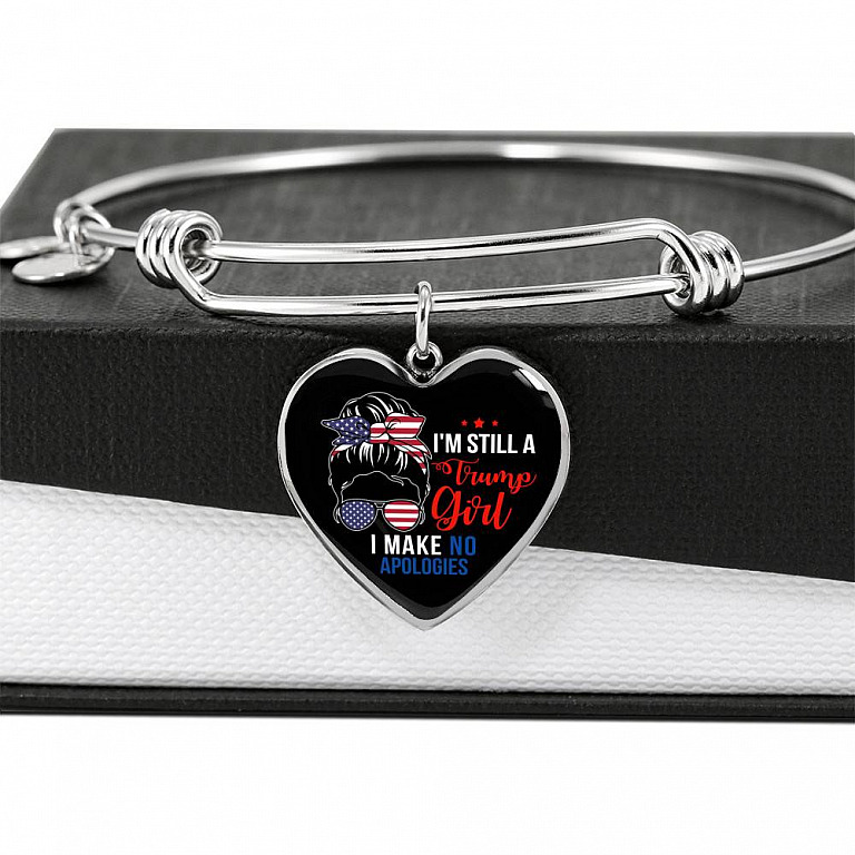 I'm Still A Trump Girl I Make No Apologies Luxury Heart Pendant Necklace - Support Trump Gifts