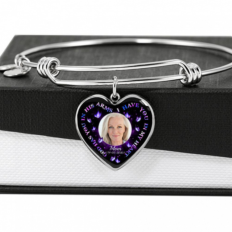 Personalized Photo God Has You In His Arms I Have You In My Heart Custom In Loving Memory Heart Pendant Necklace