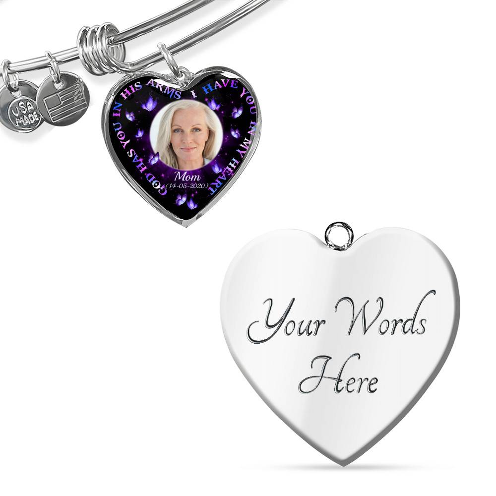 Personalized Photo God Has You In His Arms I Have You In My Heart Custom In Loving Memory Heart Pendant Necklace