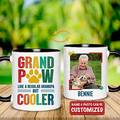 Alternative view of Personalized Photo Grandpaw Like A Regular Grandpa But Cooler Two Side Accent Mug - Personalized Dog Grandpa Gifts