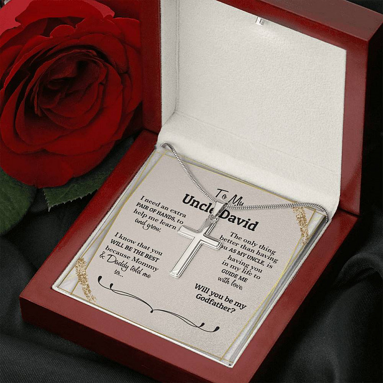 Personalized I Need An Extra Pair Of Hands Will You Be My Godfather Cross Necklace - Godfather Proposal Gifts
