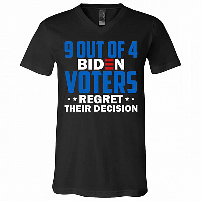 9 Out Of 4 Biden Voters Rek Shirt, Black, V-Neck T-Shirt