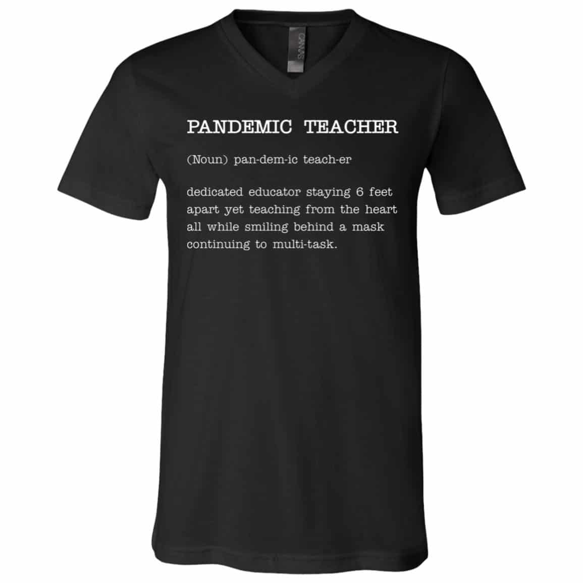 teacher tee, Black, V-Neck T-Shirt